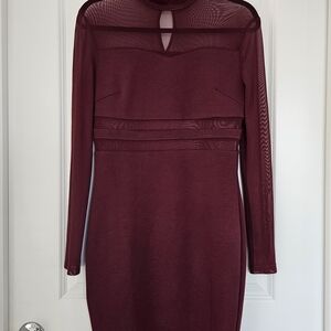 Chic Long Sleeve Maroon Dress